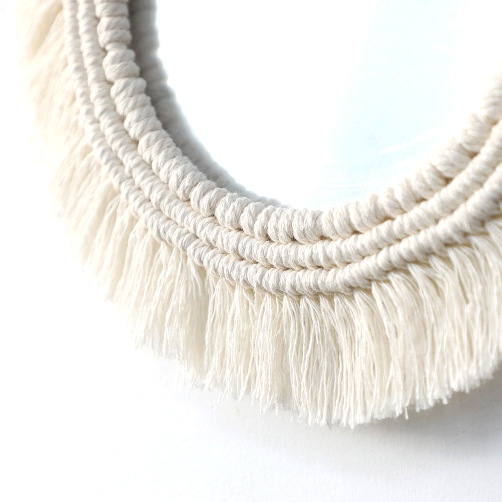 Boho Wall-Decorative Mirror Macrame Fringe - Orchid Unique