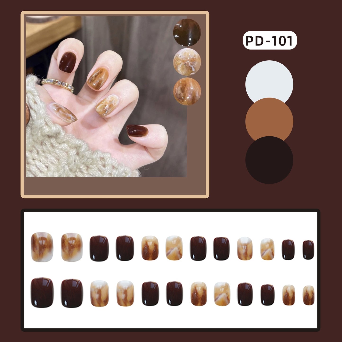 Short Wear Tips Nail False Patch - Orchid Unique