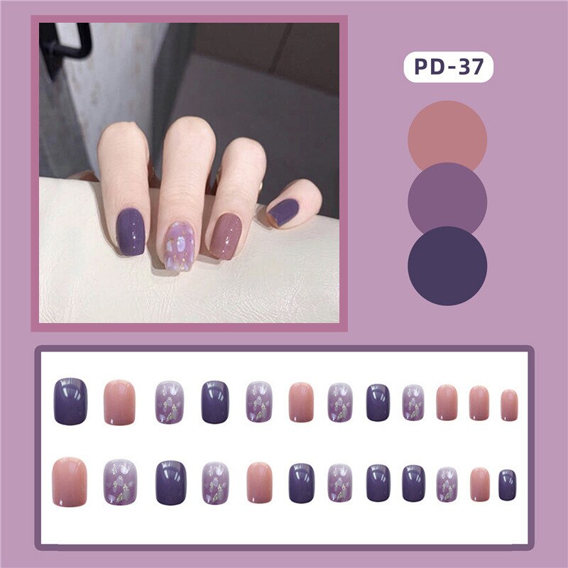 Short Wear Tips Nail False Patch - Orchid Unique
