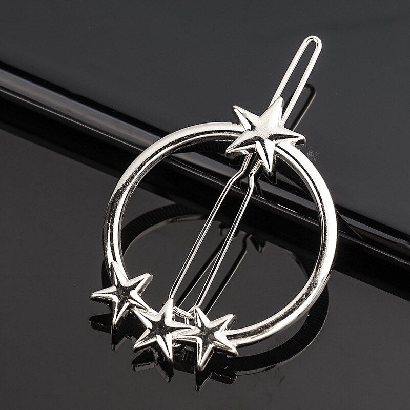 Fashion Pearl Hair Clip Women Girls Elegant Design Triangular Star Round Hairpin Barrette Hair Pins Ponytail Hair Accessories - Orchid Unique