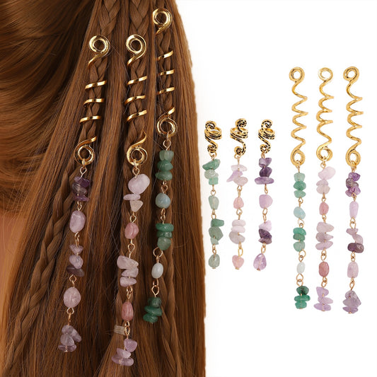 Colored Natural Stone Pendant Hair - Orchid Unique