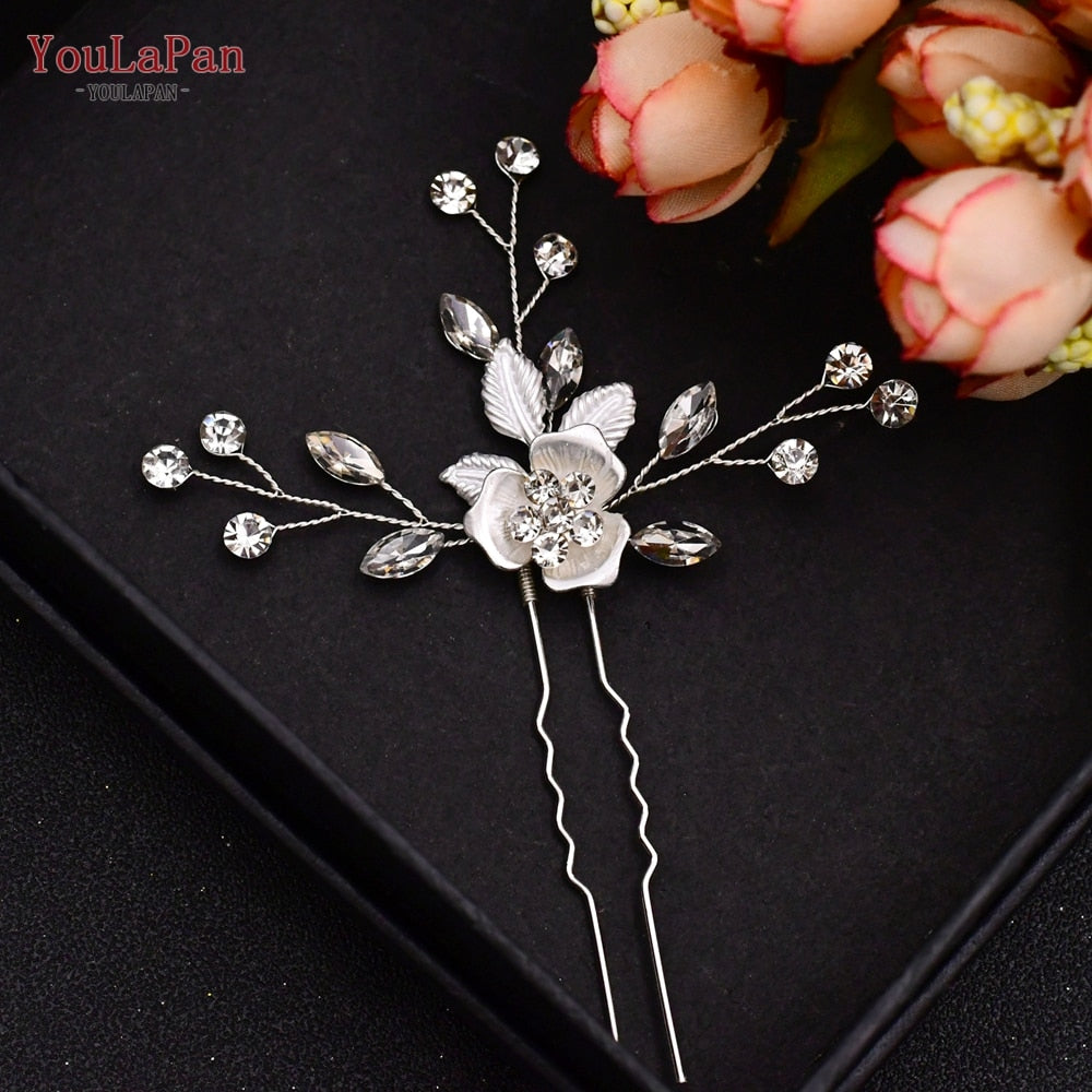 YouLaPan HP133 Rhinestone Crystal Bridal Hair Accessories Women Hair Comb Bride Hair Clips Flower Hair Pins Party Headpiece - Orchid Unique