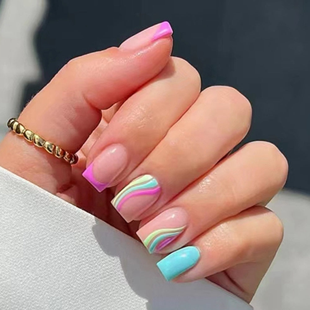 Short Round/Square Head False Nails - Orchid Unique