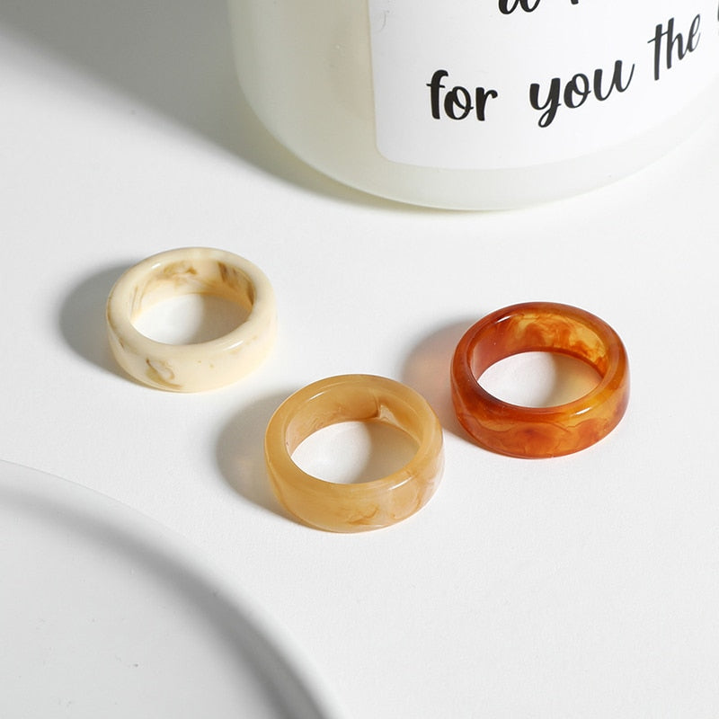 4Pcs/Set Colorful Sweet Acrylic Rings - Orchid Unique