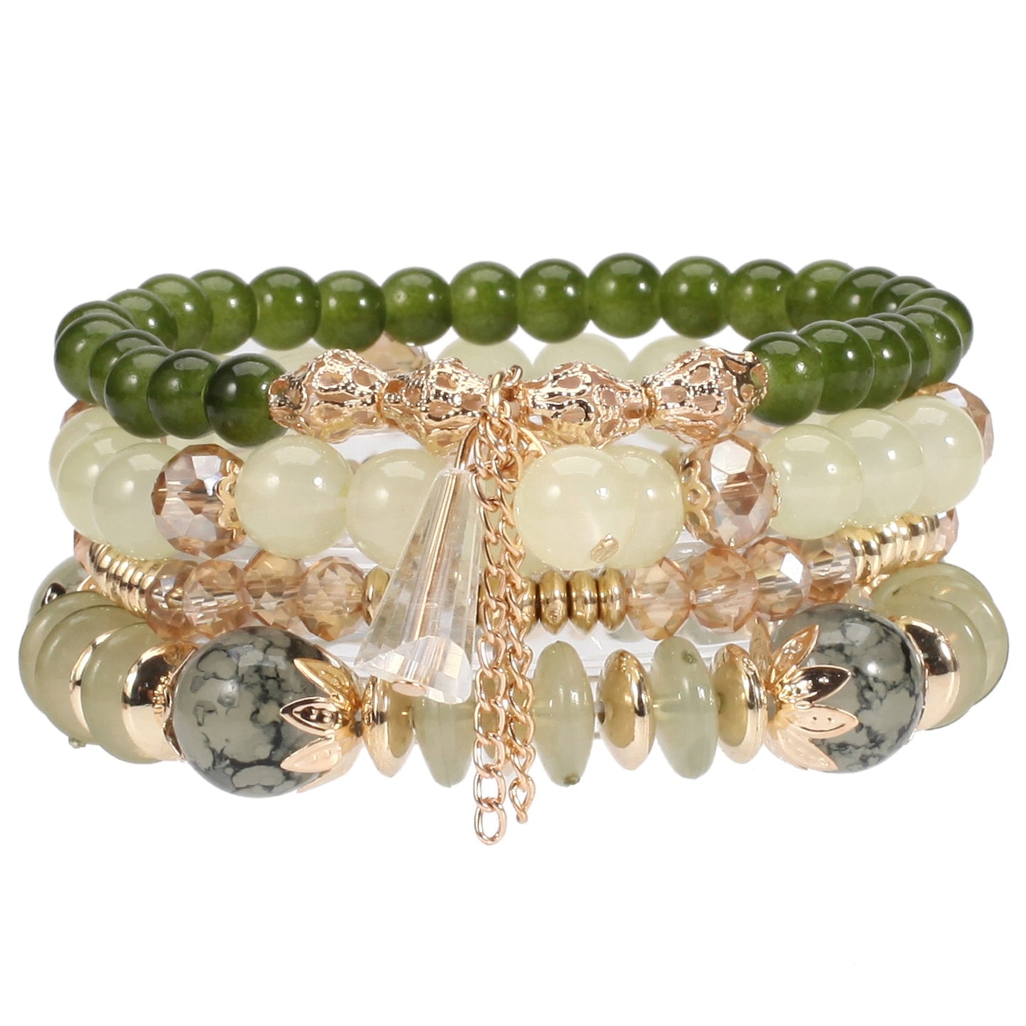 4 Pcs Set of Beaded Crystal Bracelet - Orchid Unique