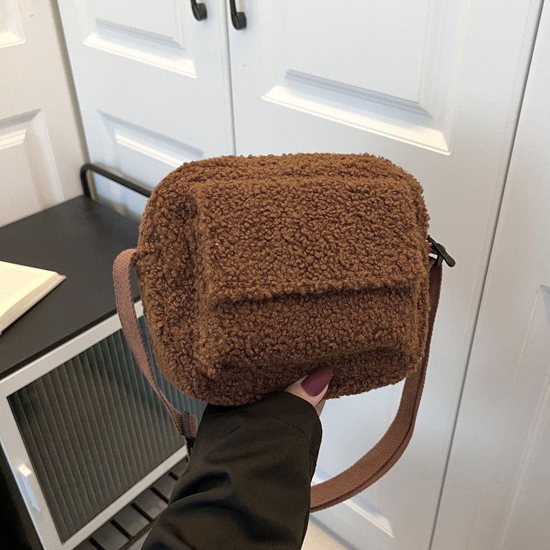 Fluffy Plush Fabric Mini Bag - Orchid Unique