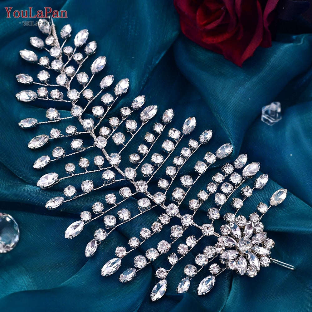 YouLaPan HP438 Shiny Bridal Headdress Luxury Wedding Headband Women Hair Accessories Queen Headpiece Party Banquet Headwear - Orchid Unique