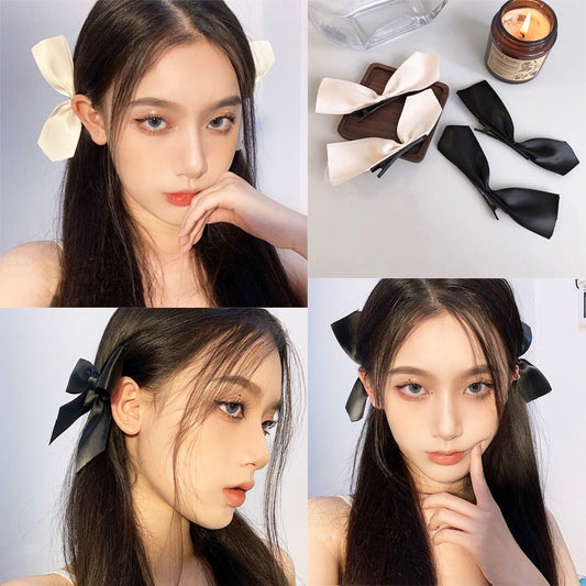 Two ribbons hairbow clips - Orchid Unique