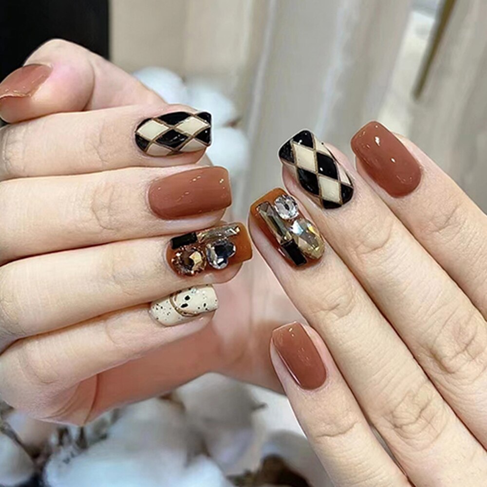 Short Fake Nails With Glue - Orchid Unique