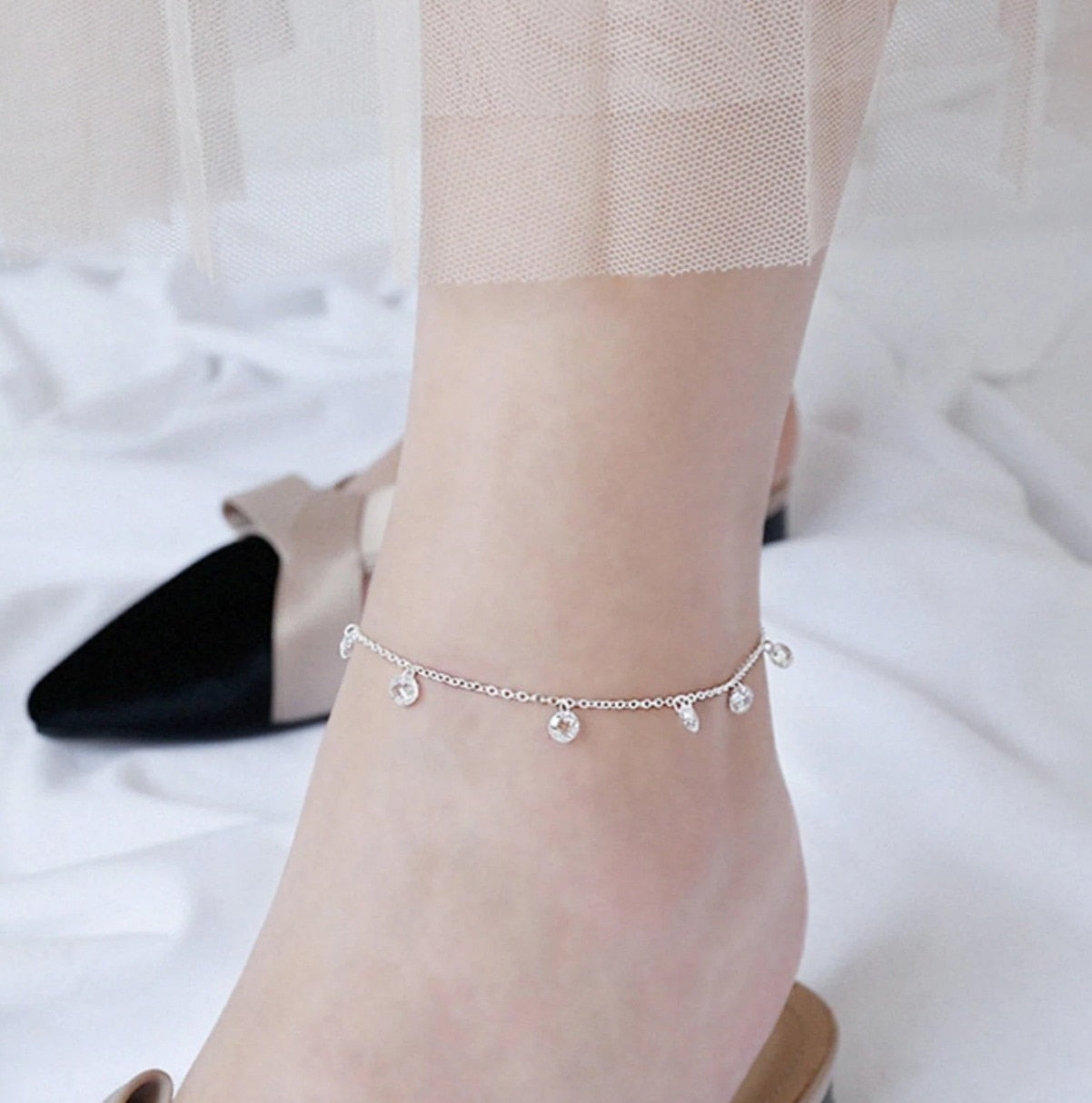 Chakra Gemstone & Lotus Charm Anklet - Orchid Unique