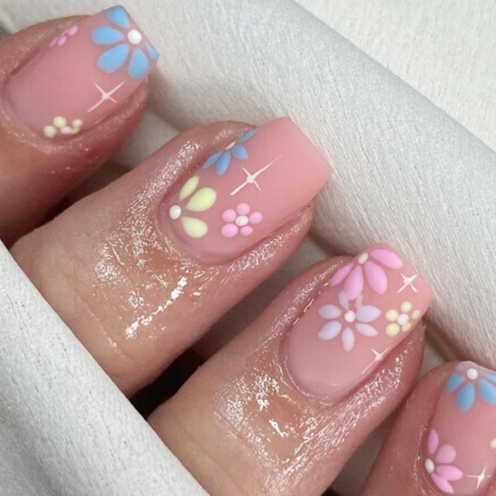 Wave Line Short Ballet French False Nails - Orchid Unique