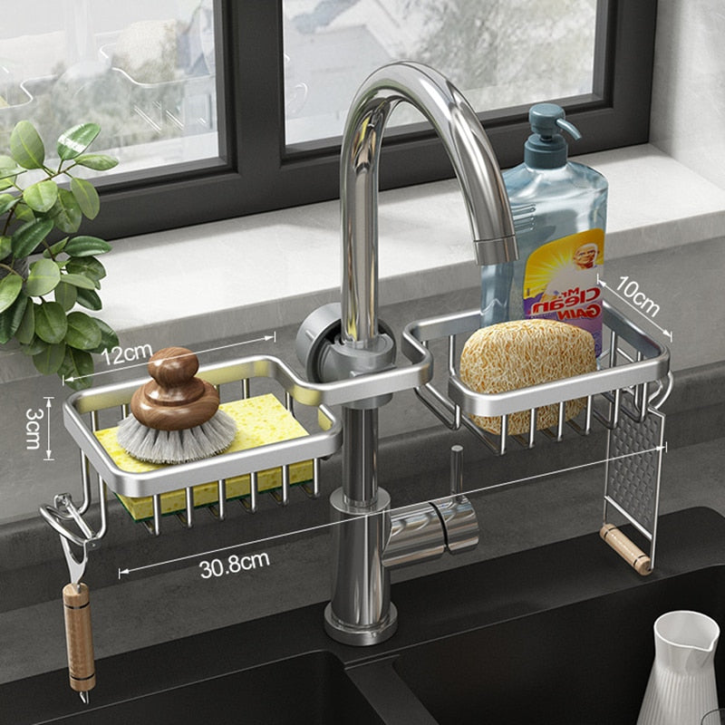 Aluminum Sink Drain Rack & Sponge Storage - Orchid Unique