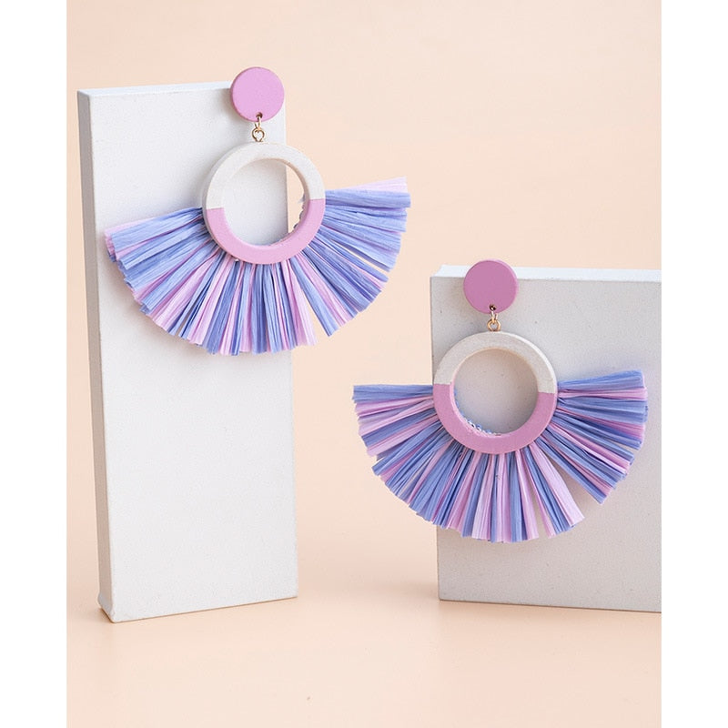Fashion Handmade Tassel Pendant Earrings - Orchid Unique