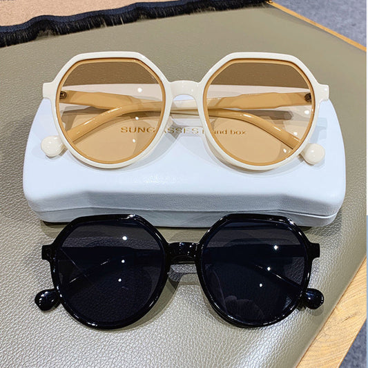 OLOEY Fashion Style All-match Trend Sunglasses Personalized Round Frame Sunglasses Ins Trend Candy Color Big Frame Sunglasses - Orchid Unique
