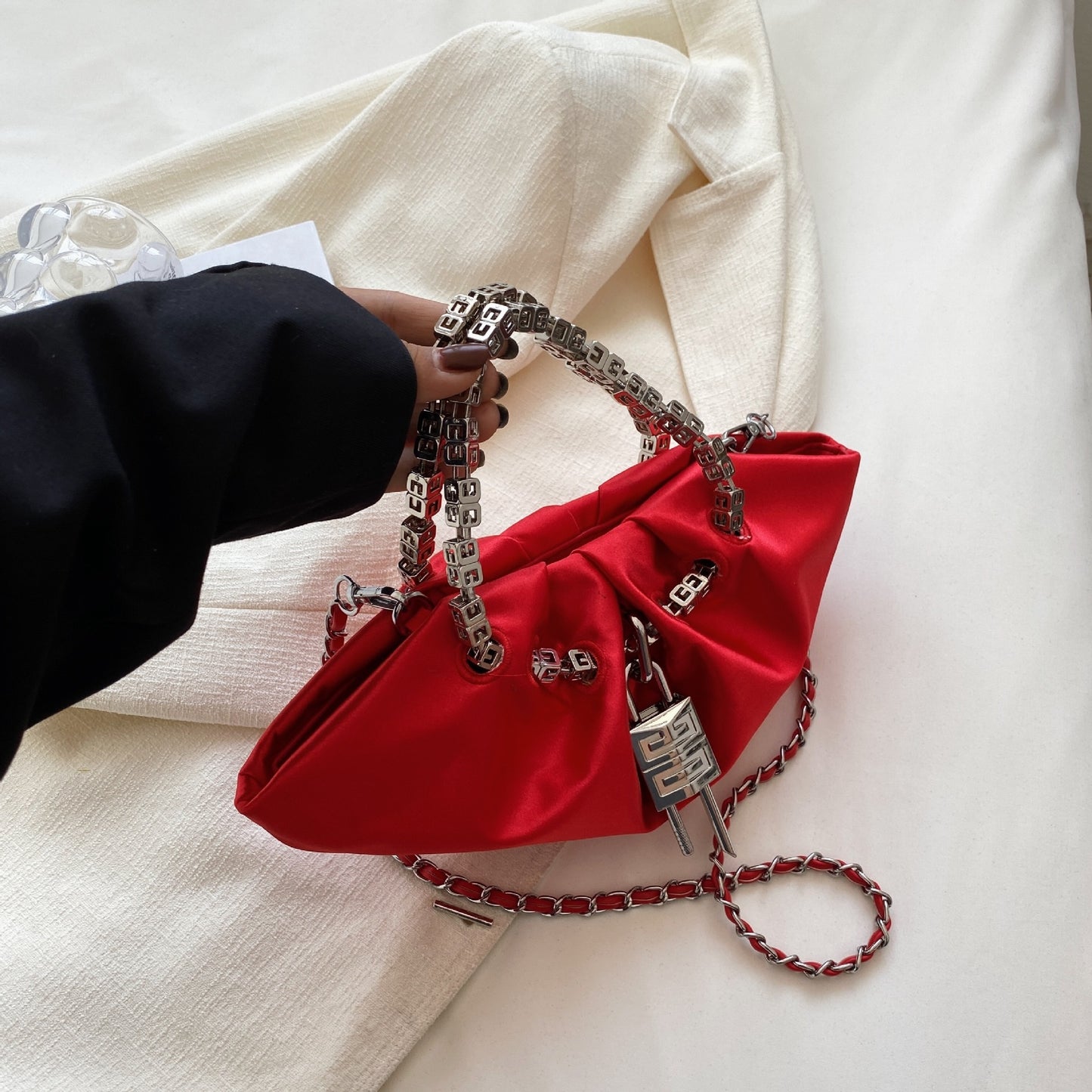 Silk Folds Chain and Jewelry Bag - Orchid Unique