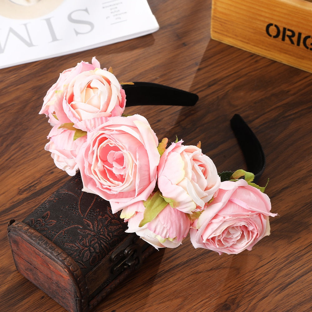 Haimeikang Colorful Flower Headband Fabric Princess Headdresses Girls Bride Headband Women Beach Wedding Hair Accessories - Orchid Unique