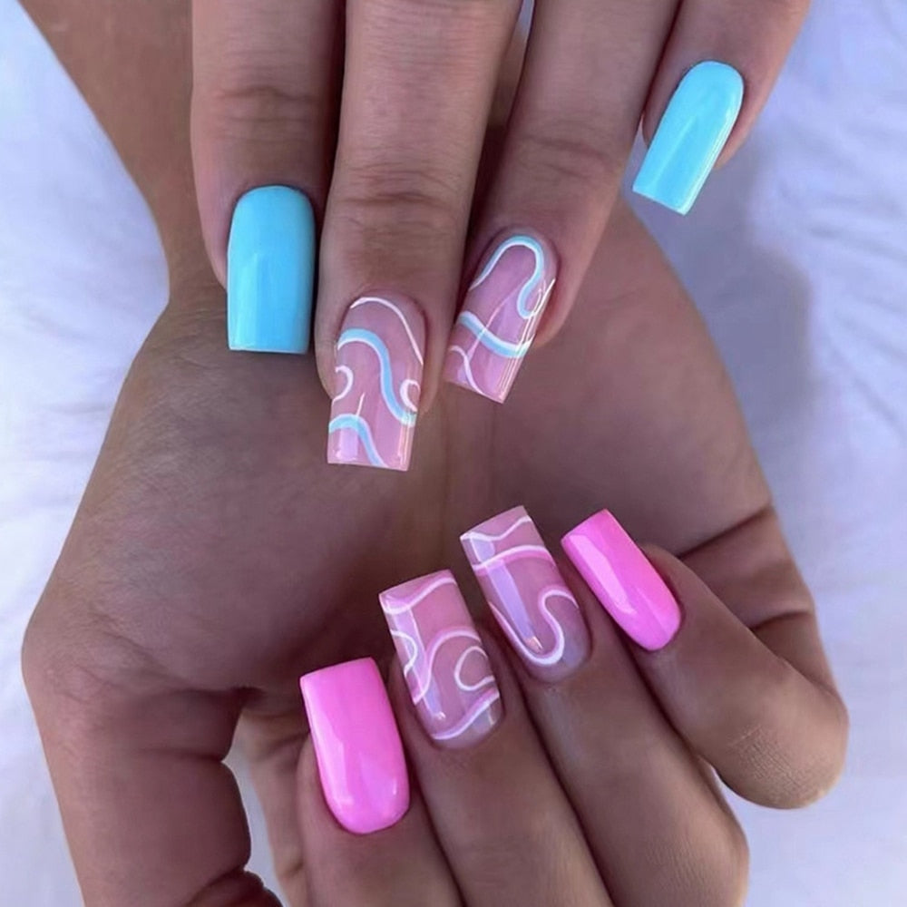 Short Round/Square Head False Nails - Orchid Unique