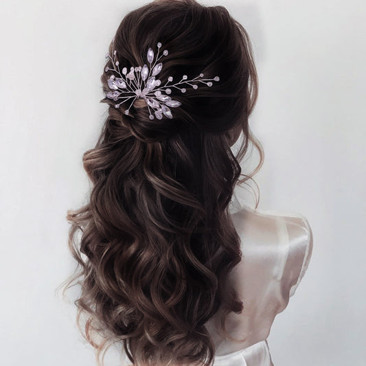 YouLaPan HP133 Rhinestone Crystal Bridal Hair Accessories Women Hair Comb Bride Hair Clips Flower Hair Pins Party Headpiece - Orchid Unique