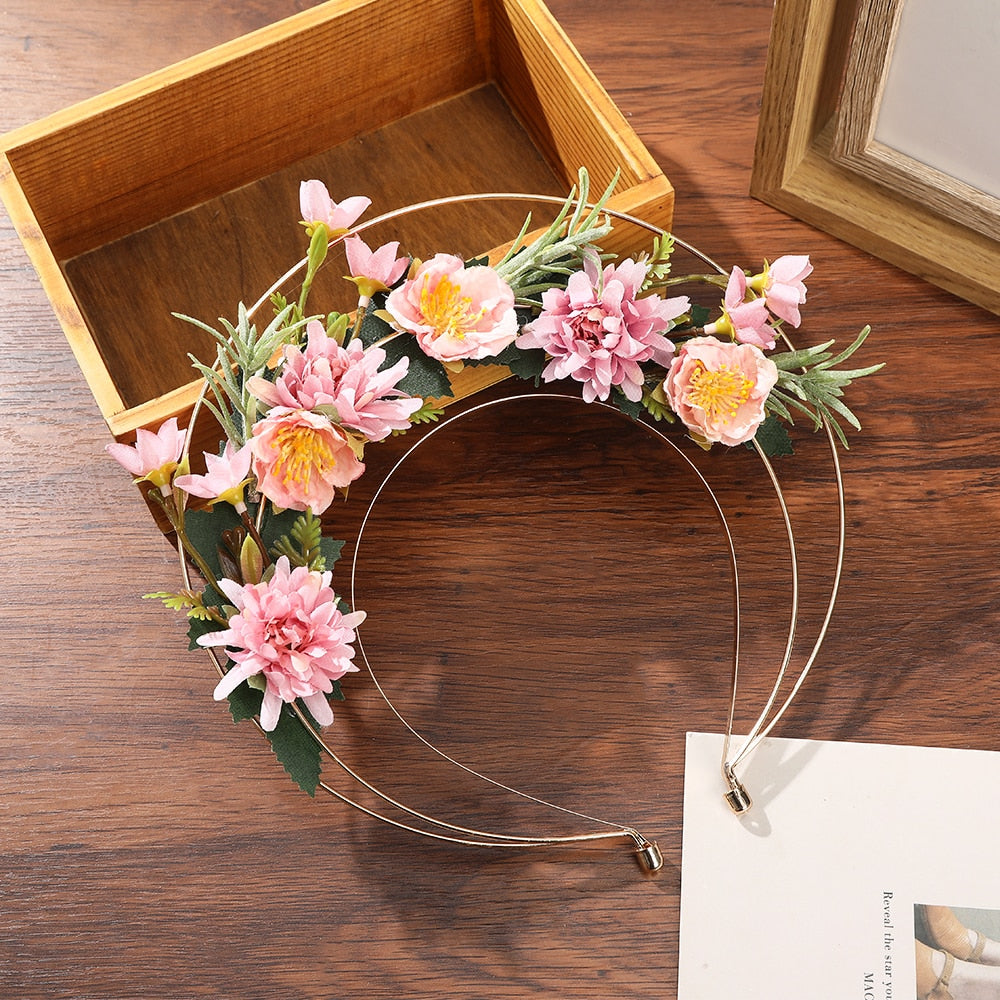 Haimeikang Colorful Flower Headband Fabric Princess Headdresses Girls Bride Headband Women Beach Wedding Hair Accessories - Orchid Unique