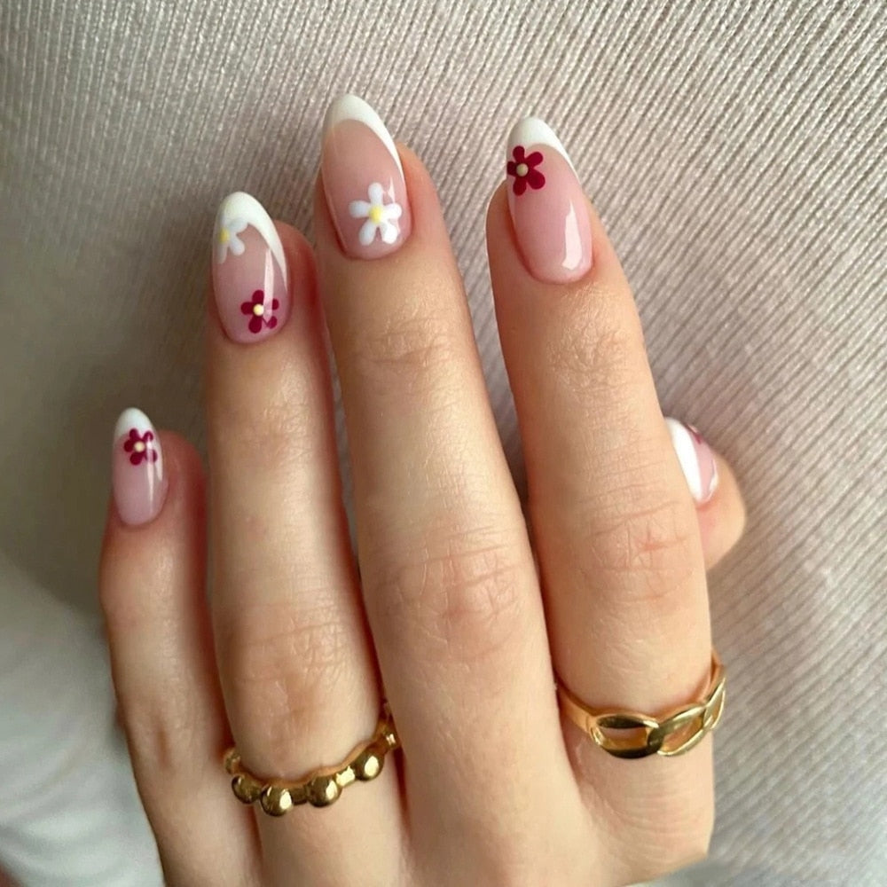 Almond Round Wavy False Nails - Orchid Unique