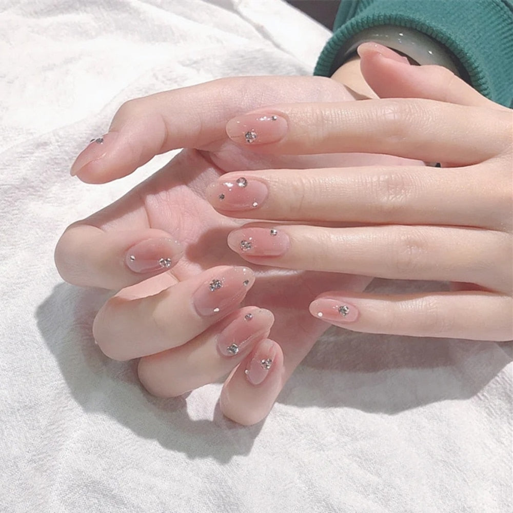 Short Fake Nails With Glue - Orchid Unique