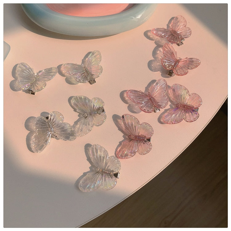 Transparent Butterfly Pink Hairpin - Orchid Unique