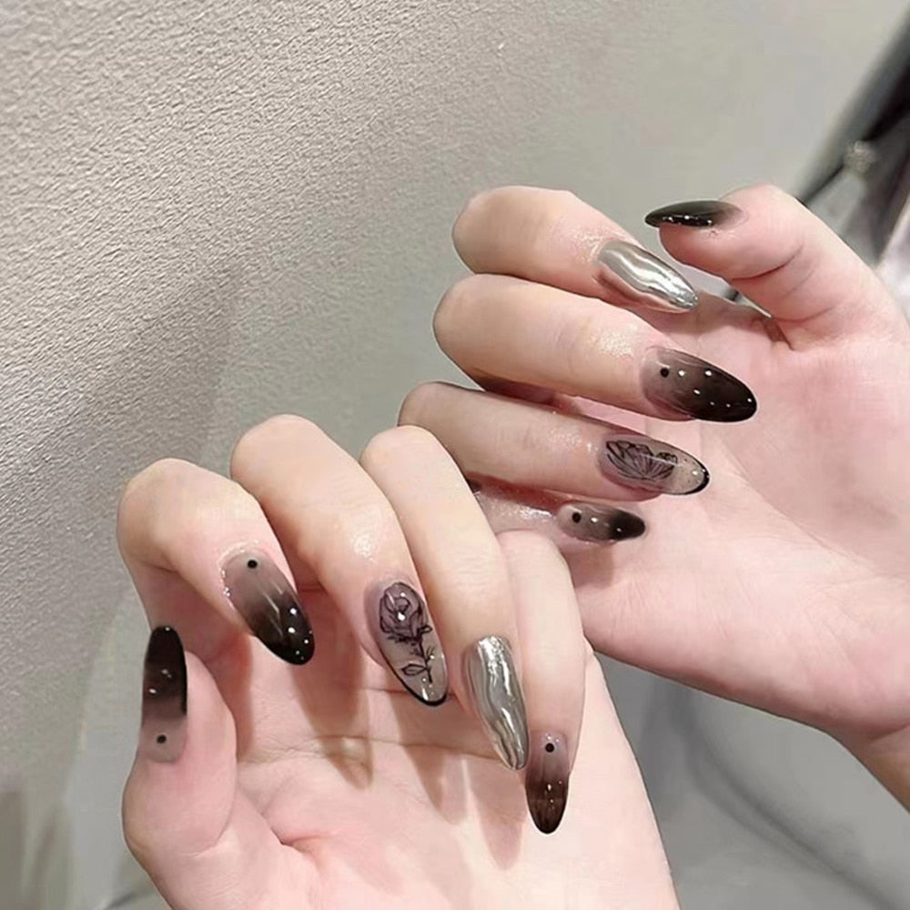 Mid-length Stiletto Nail Tips - Orchid Unique