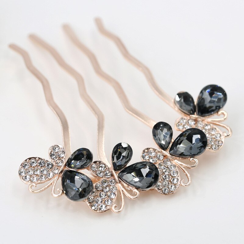 Crystal Flower Hair Combs - Orchid Unique
