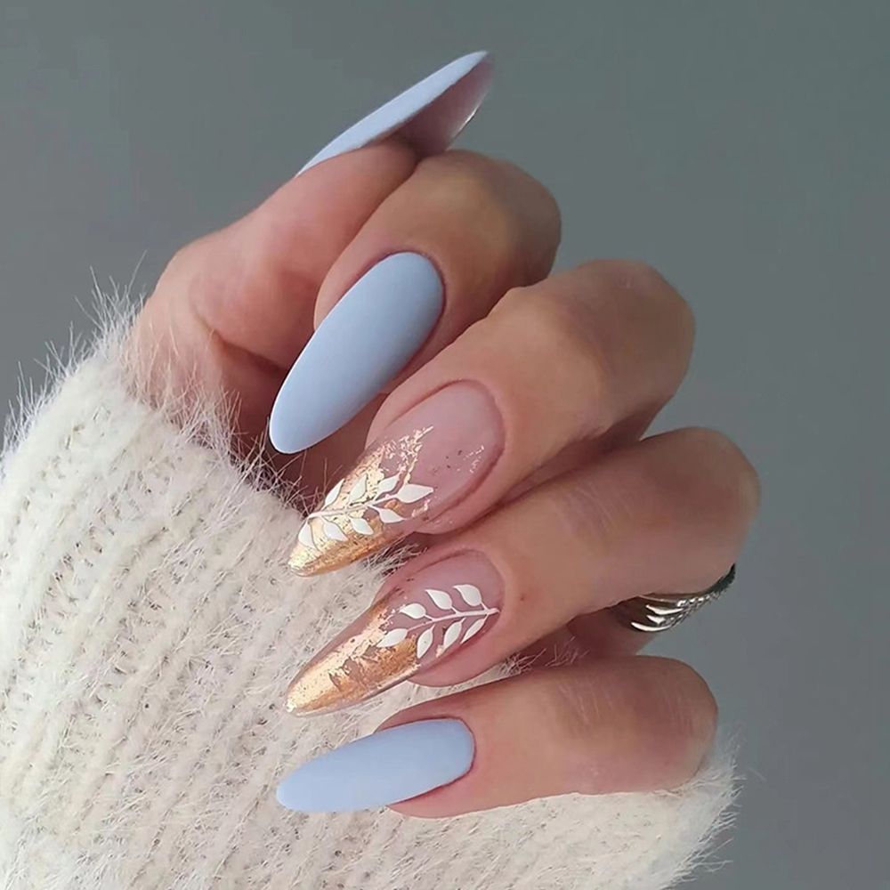 Almond Rhinestone False Nails - Orchid Unique
