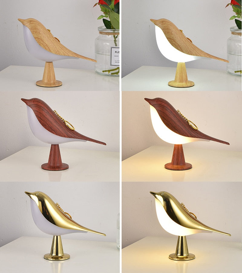 Wooden Bird Night Lights - Orchid Unique