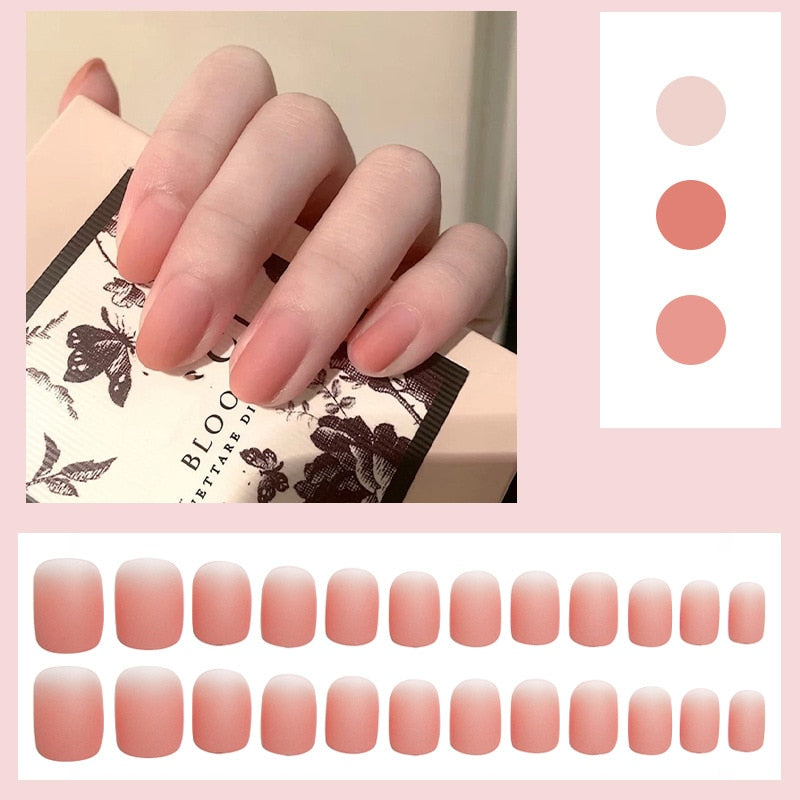 Peach Pink Reusable Press on Nails - Orchid Unique