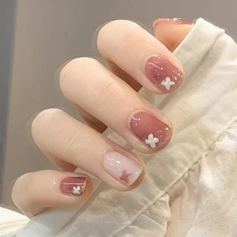 Sweet Short Round/Square Head False Nail Art - Orchid Unique