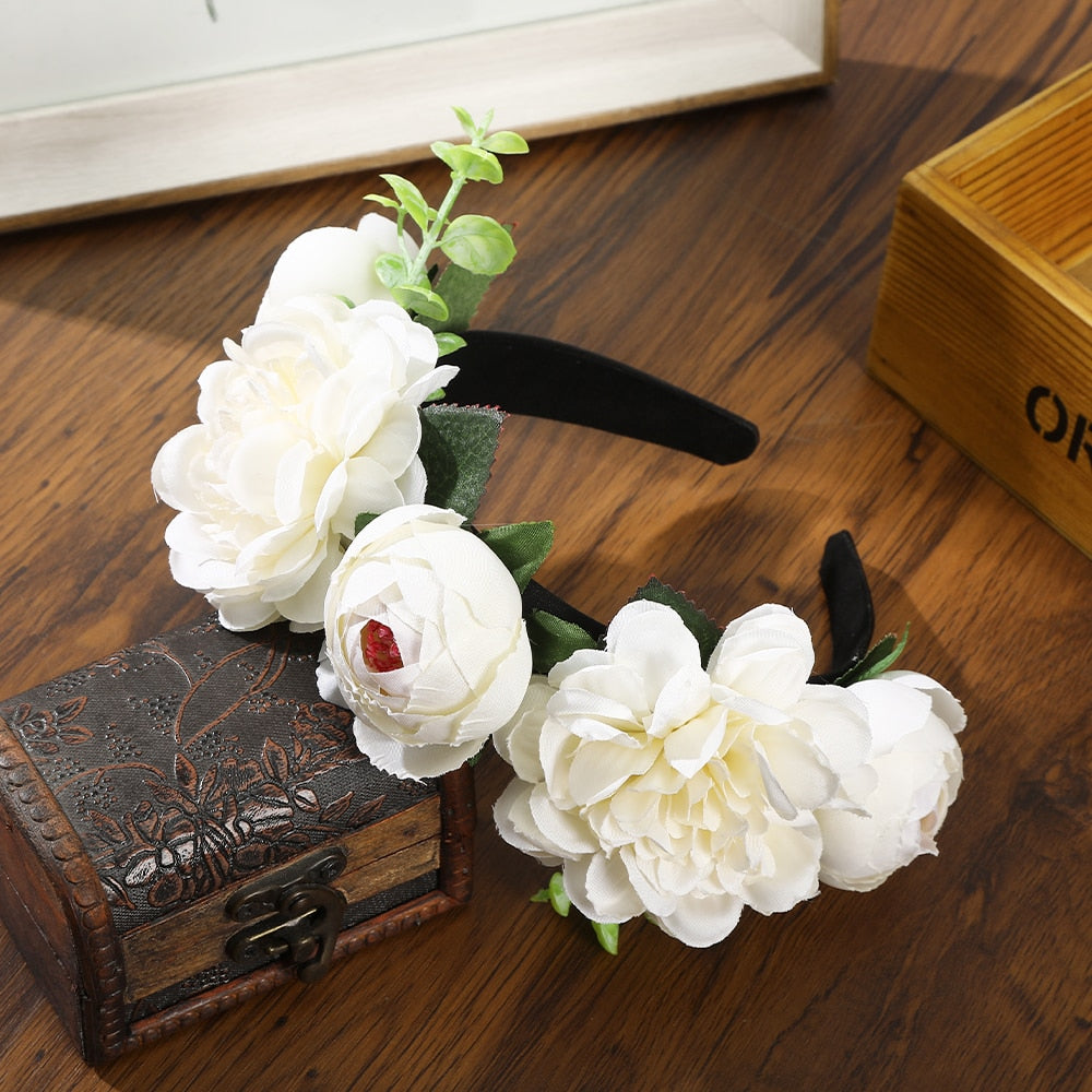 Haimeikang Colorful Flower Headband Fabric Princess Headdresses Girls Bride Headband Women Beach Wedding Hair Accessories - Orchid Unique