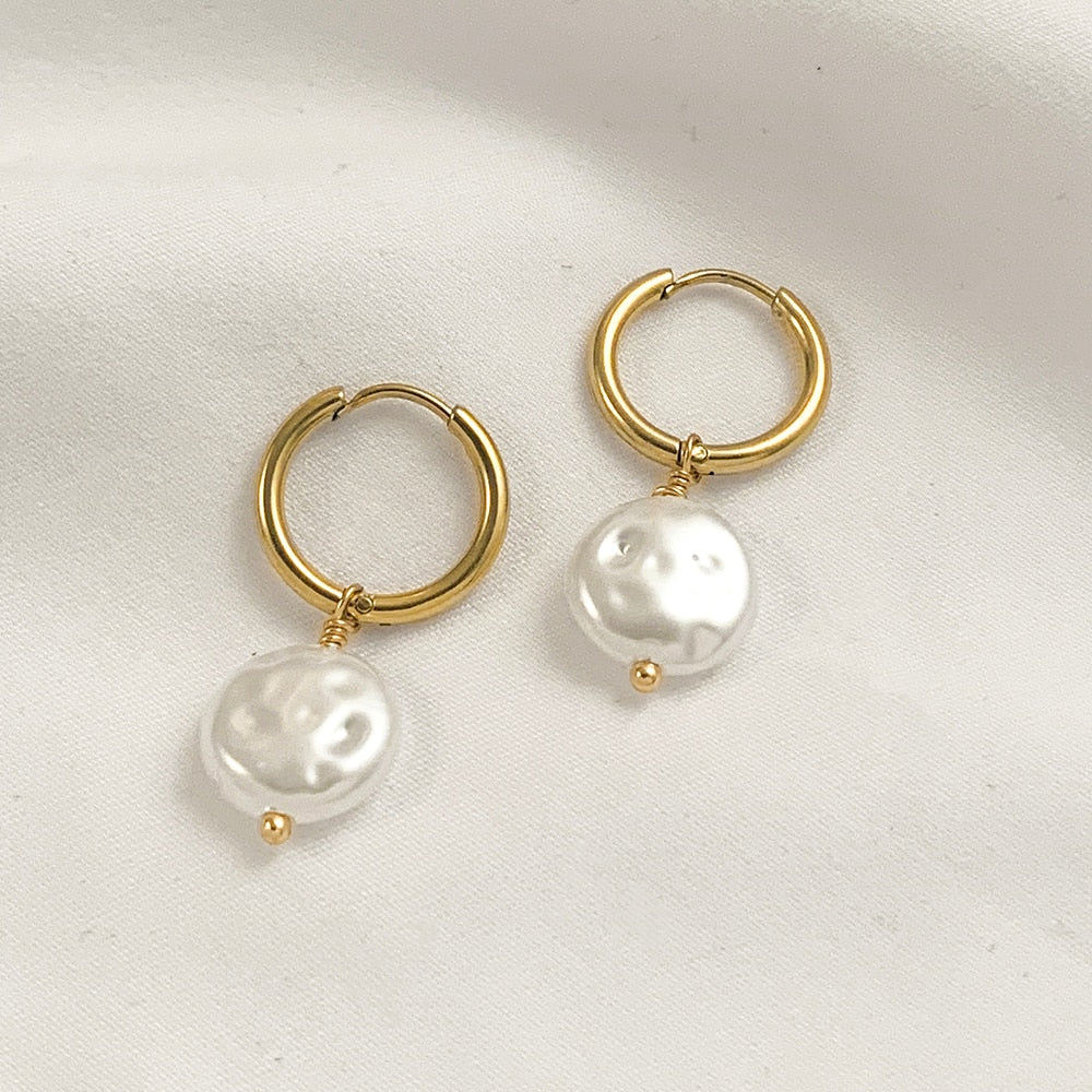 Bohemian Natural Stone Beads Hoop Earrings - Orchid Unique