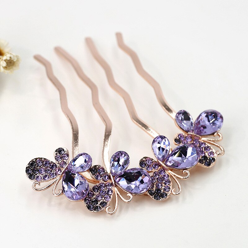 Crystal Flower Hair Combs - Orchid Unique