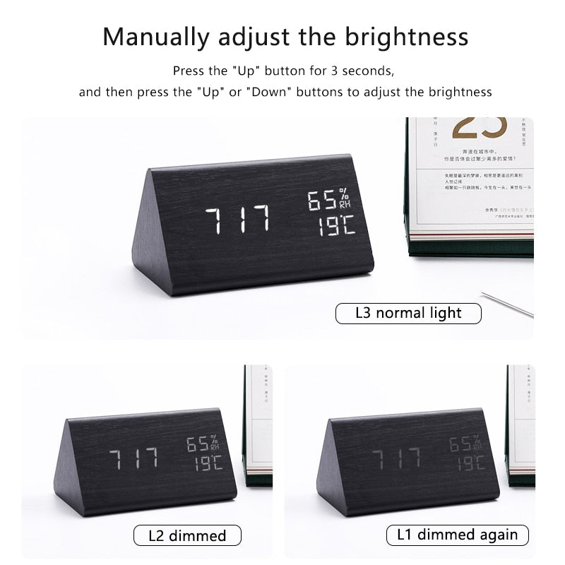 Digital Clock LED Wooden Alarm Clock Table - Orchid Unique
