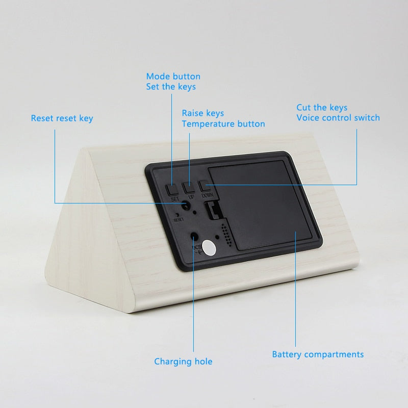 Digital Clock LED Wooden Alarm Clock Table - Orchid Unique