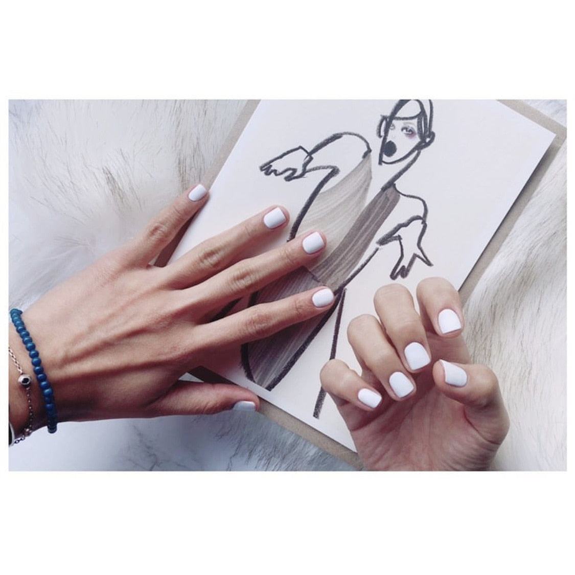 Short Coffin Fake Nails - Orchid Unique