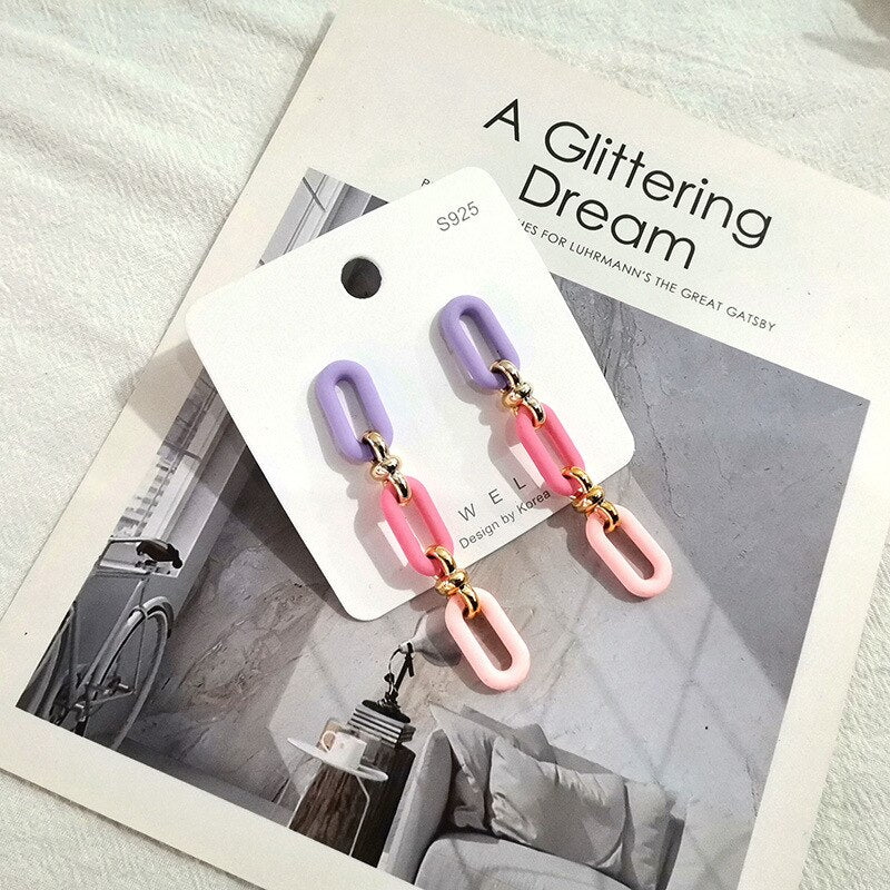 Candy Color Acrylic Earrings - Orchid Unique