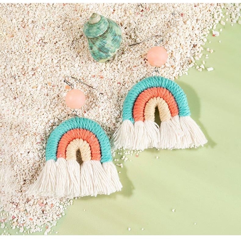 Fashion Handmade Tassel Pendant Earrings - Orchid Unique