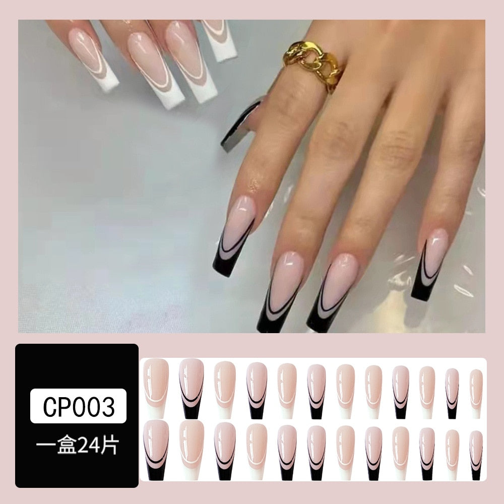 Long Coffin False Nails - Orchid Unique
