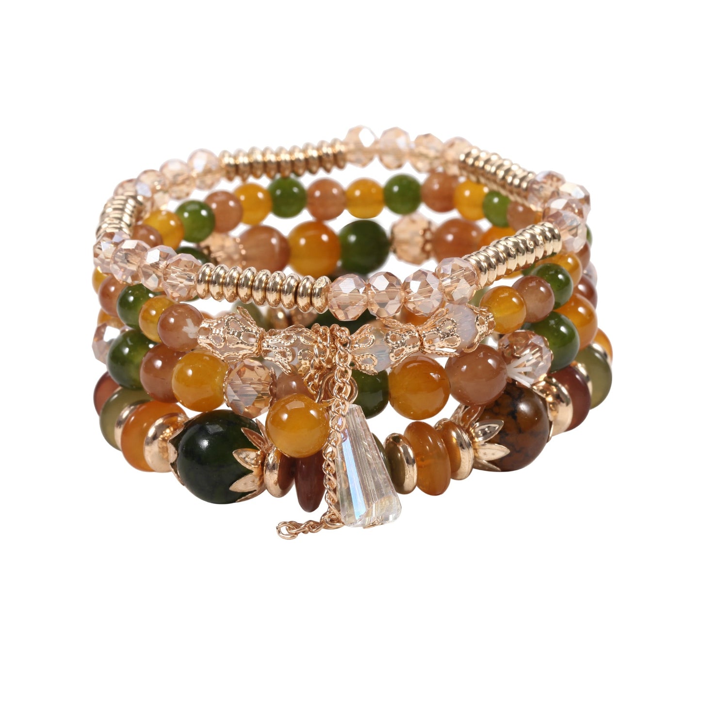 4 Pcs Set of Beaded Crystal Bracelet - Orchid Unique