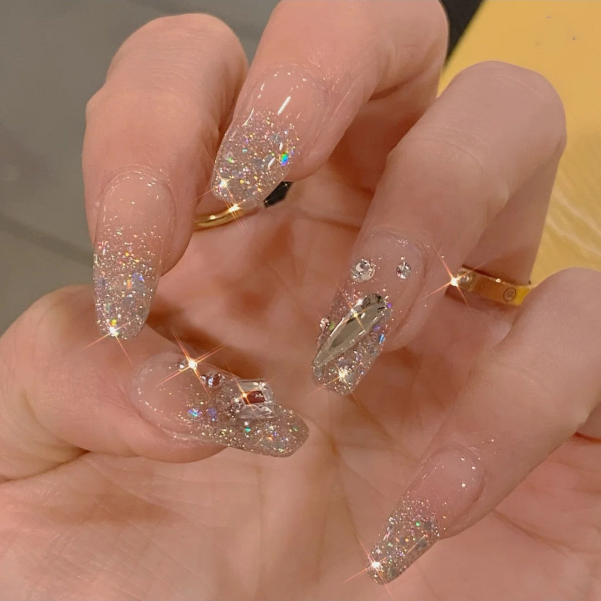 Rhinestone Design Artificial Nails - Orchid Unique