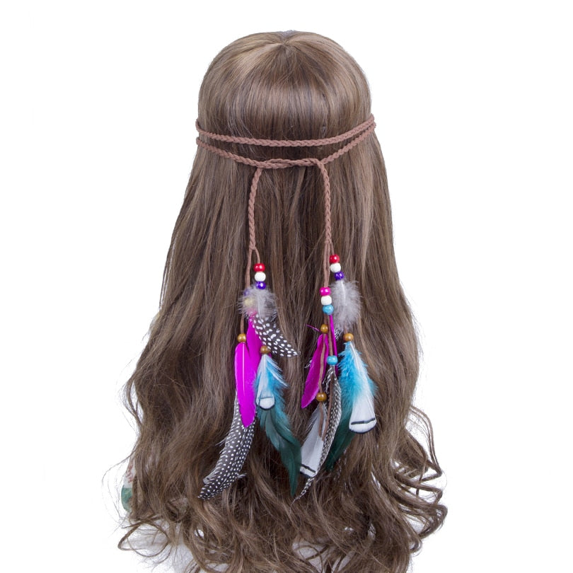 Festival Boho Feather Headband - Orchid Unique