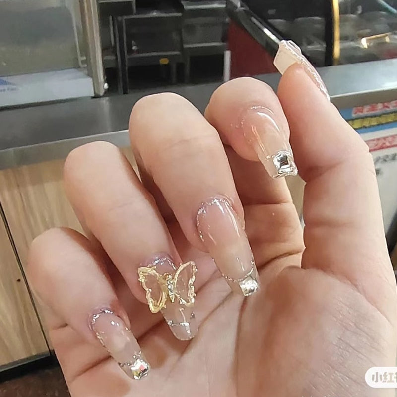 Glitter Butterfly False Nails - Orchid Unique