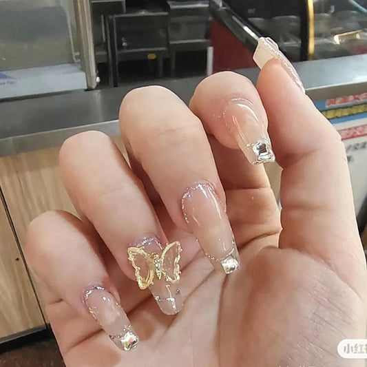 Glitter Butterfly False Nails - Orchid Unique