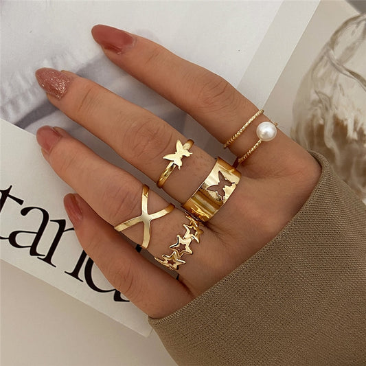 Boho Gold Color 22pcs Heart Rings Set - Orchid Unique