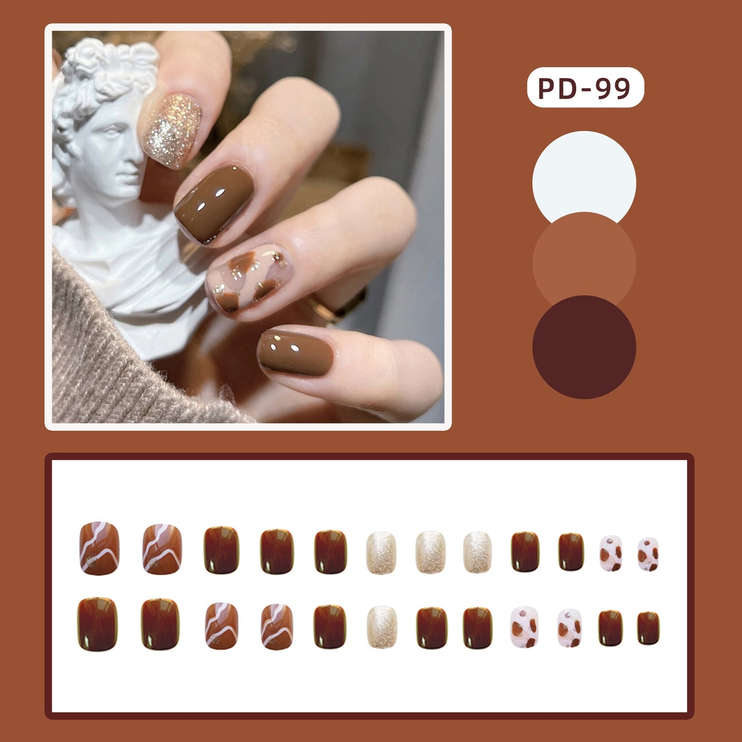 Short Wear Tips Nail False Patch - Orchid Unique