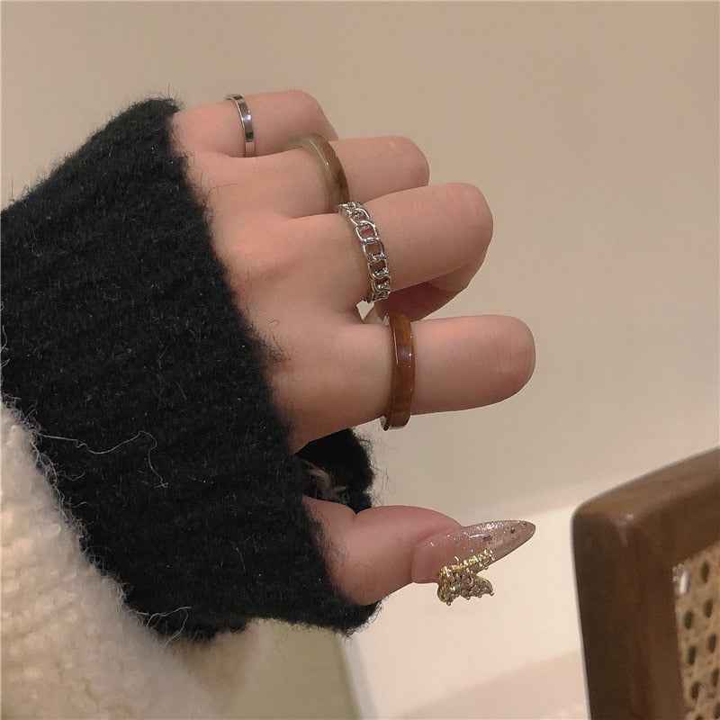 3pcs/set Acrylic Ring Set - Orchid Unique