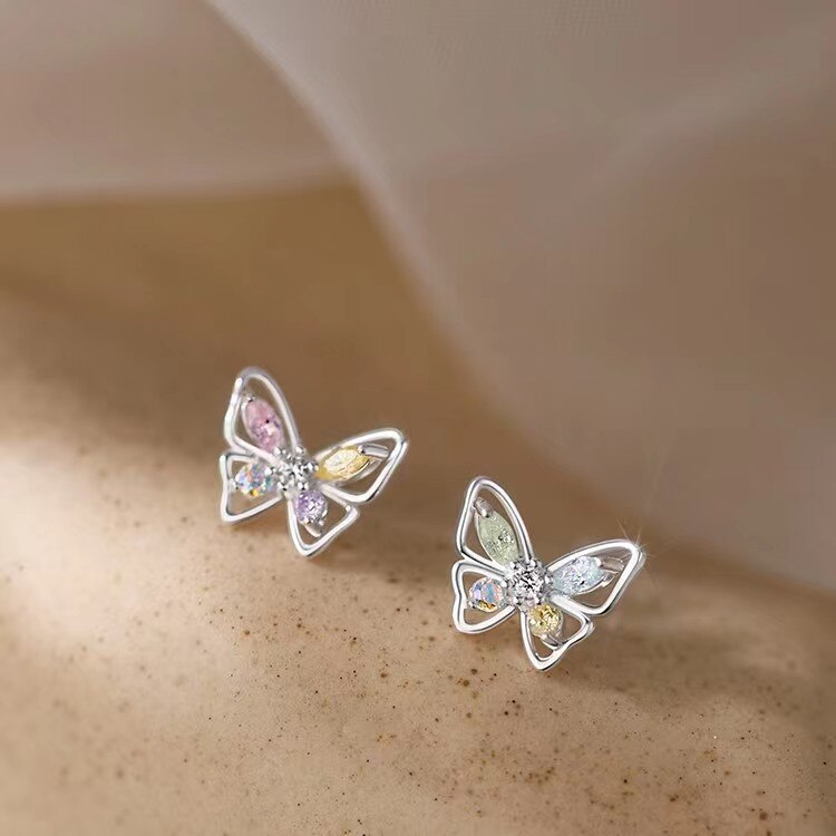 Double Butterfly Necklace Pendant Set - Orchid Unique